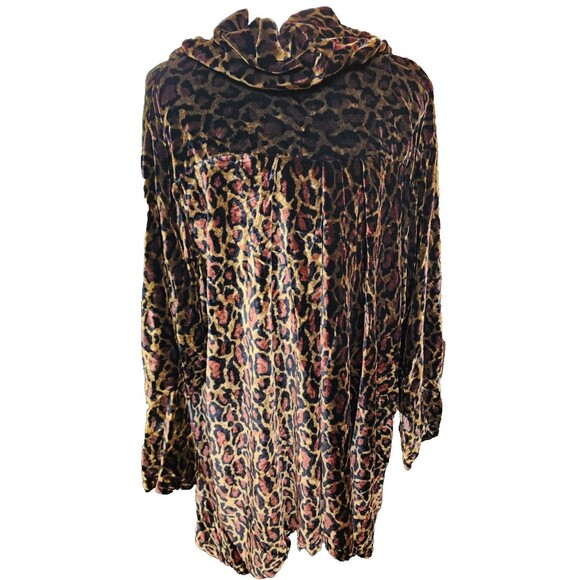 B. Hadikusumo Silk Blend Leopard Velvet Top MOP Buttons One Size Pockets Vintage - Picture 5 of 9